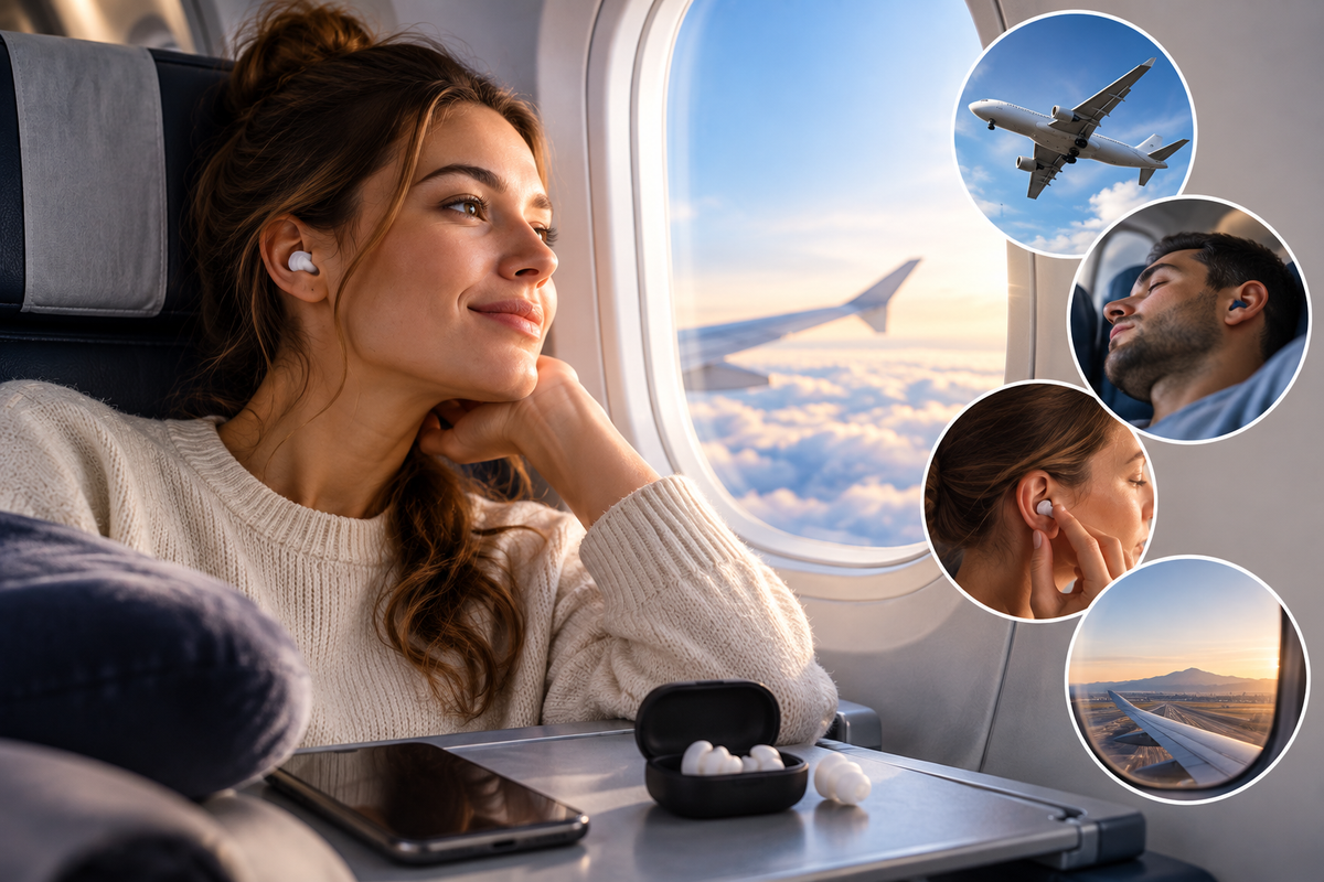 Bouchons d’oreille anti-bruit et anti-pression pour voyager confortablement en avion