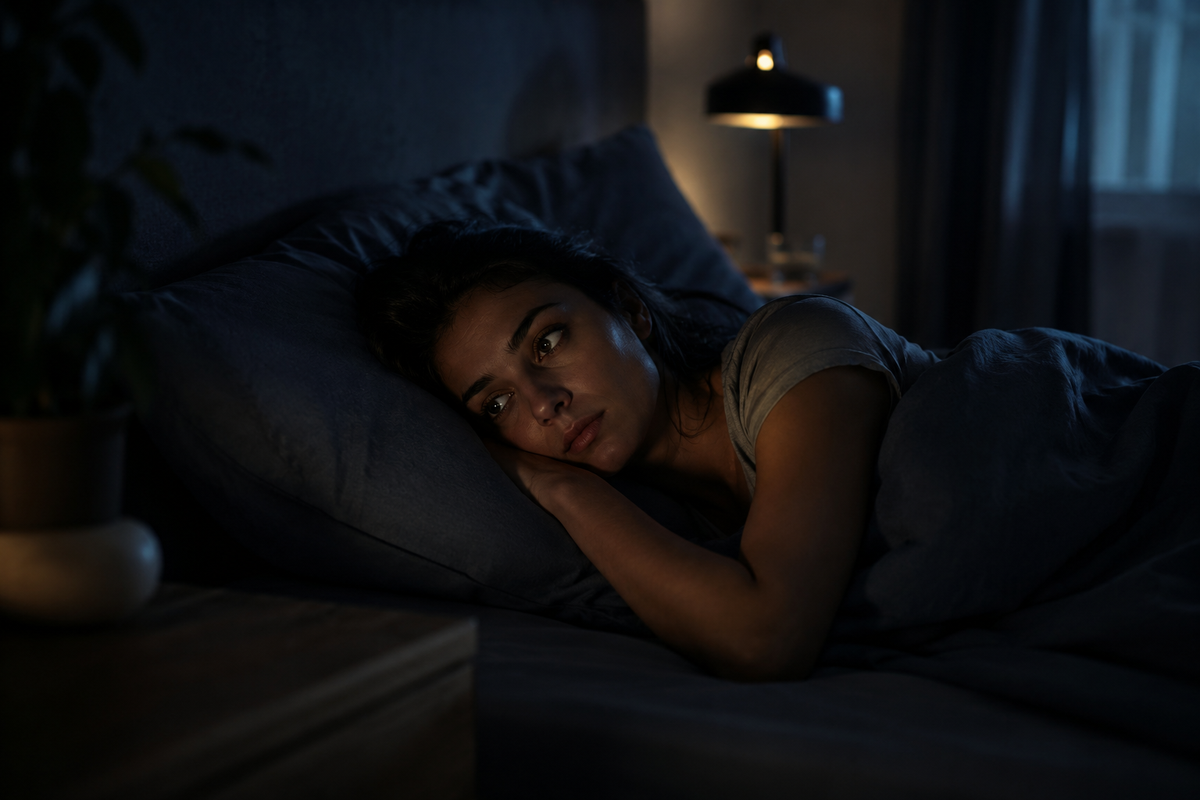 Personne fatiguée dont le cerveau reste actif avant de dormir