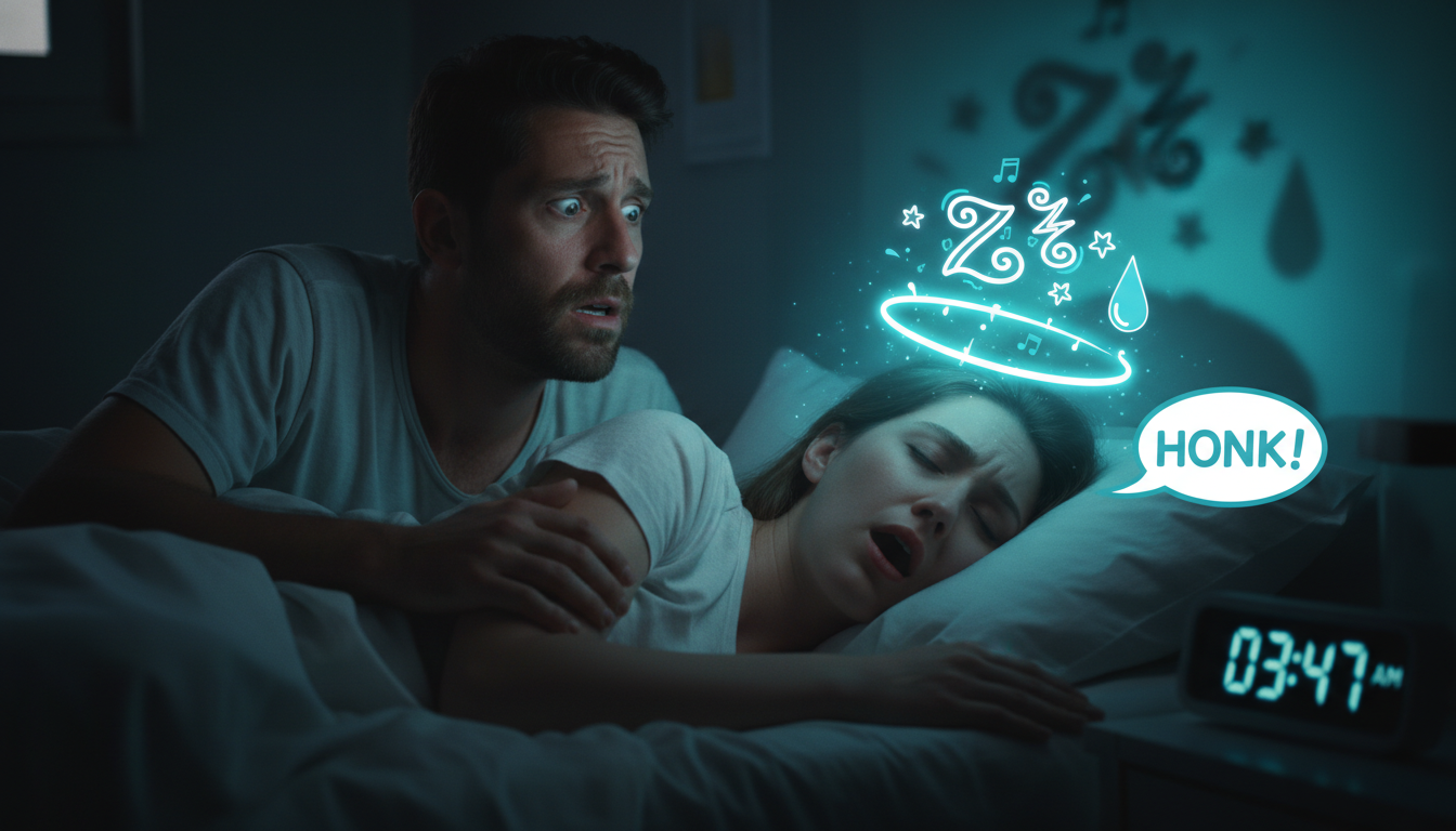 Apnée du sommeil ronflements conjoint inquiet pause respiratoire nuit insomnie Image
