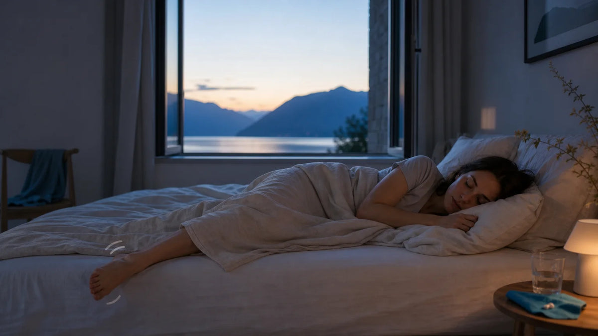 Personne européenne au repos dans une chambre lumineuse au moment de l’endormissement