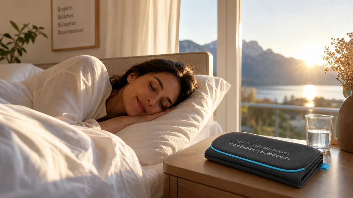 Femme européenne dormant paisiblement dans une chambre lumineuse au lever du soleil