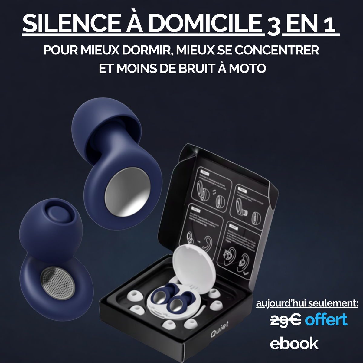 Bouchons d'oreille anti-bruit SILENIS | Sommeil total et concentration PINTEREST)